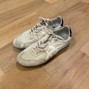 Onitsuka Tiger Serrano by Asics Beige and Navy Athletic Sneakers